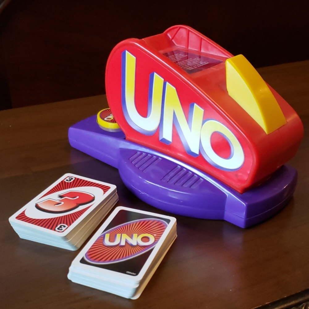 Vintage Uno Attack Card Game with Shuffler & Cards